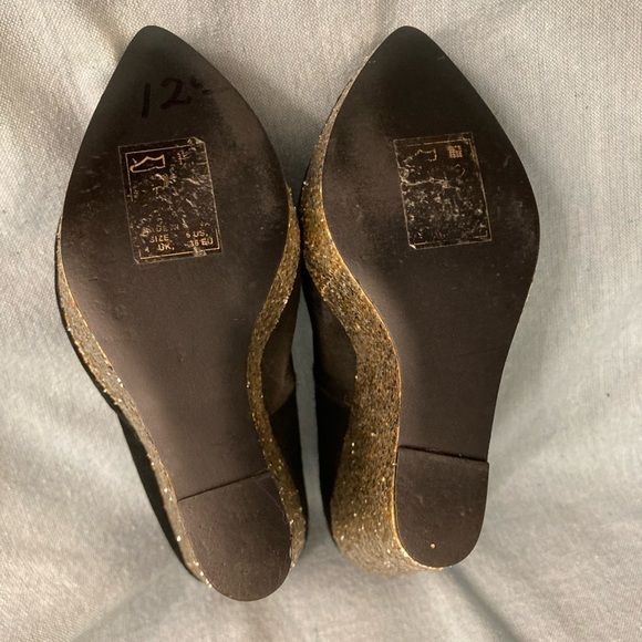 Shoedazzle Black and Silver Retro Platform Heels Metallic Glitter 6 US/36 EU - Picture 7 of 10